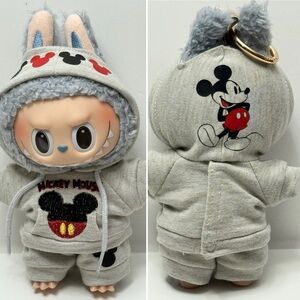 Mickey-Inspired x Labubu 2pc hoodie gray warmups